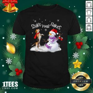 Good Beagle And Snowman Shake Your Flakes Merry Christmas Shirt