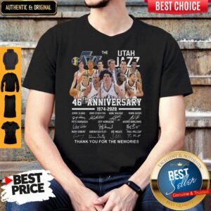 Nice The Utah Jazz 46th Anniversary 1974 2020 Thank You For The Memories Shirt
