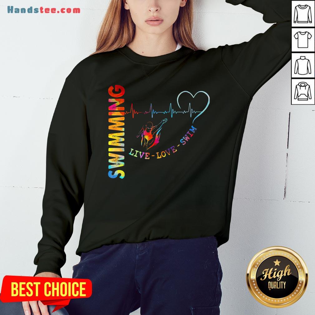 Colorful Swimming Live Love Swin Heart Beat Shirt