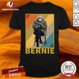 Top Bundled Up Bernie Meme Funny Mittens Sitting In Chair Shirt