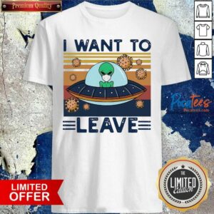 Top UFO Alien Face Mask I Want To Leave Vintage Retro Shirt