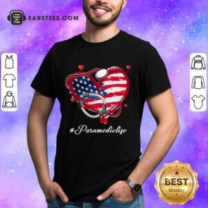 Nice Heart American Flag Paramedic Shirt