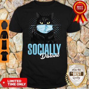 Top Black Cat Face Mask Socially Distant Shirt