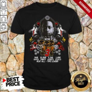 3 Wade Basketball Games Points Steals Heat All Time Leader Signature Shirt