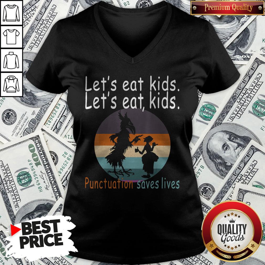 Lets Eat Kids Punctuation Saves Lives Teacher Halloween Vintage Retro Shirt