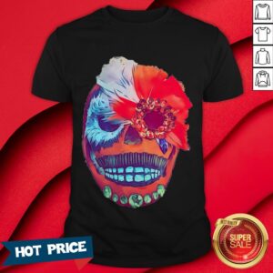 Day Of The Dead Sugar Skull Portrait Mexican Red Feather Shirt