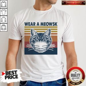 Funny Cat Face Mask Wear A Meowsk Vintage Retro Shirt