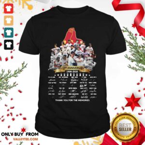 Top The Boston Red Sox 112nd Anniversary 1902 2020 Thank You For The Memories Signatures Shirt