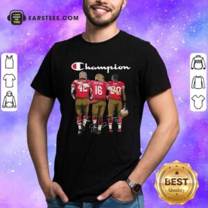 Hot Champion San Francisco 49ers Ronnie Lott 42 Joe Montana 16 Jerry Rice 80 Signatures Shirt