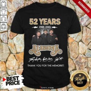 Official 52 Years 1969 2021 Alabama Great Shirt