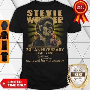 Funny Stevie Wonder 70th Anniversary 1950-2020 Signature Thank You For The Memories Shirt