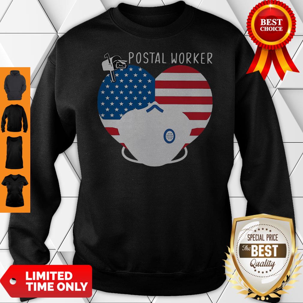 Official Heart American Flag Mask Postal Worker Shirt