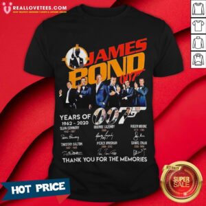 Pro James Bond 007 Years Of 1962 2020 Signatures Thank You For The Memories Shirt