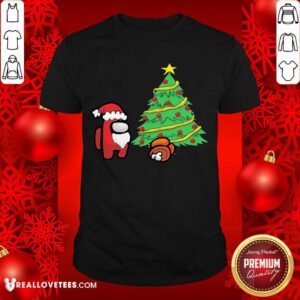 Pretty Among Us Hat Santa And Tree Pine Merry Christmas Shirt