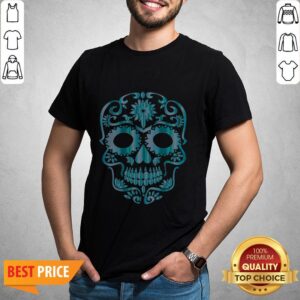 Blue Day Of The Dead Sugar Skull Head Skeleton Shirt