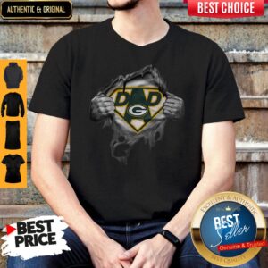 Funny Blood Inside Me Dad Green Bay Packers Logo Shirt