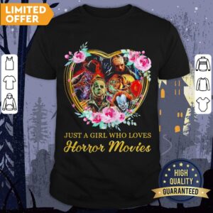 Halloween Just A Girl Who Loves Horror Movies Flowers Heart Shirt