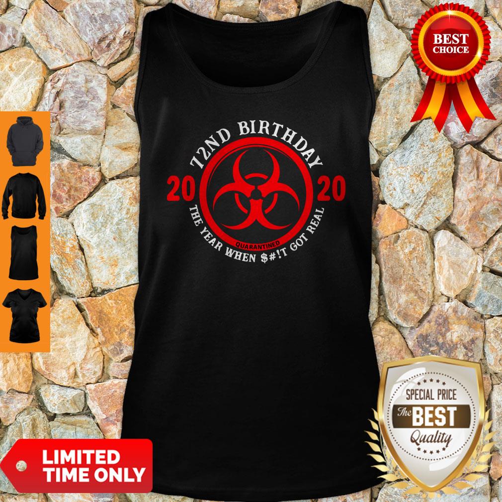 Nice 72nd Birthday 2020 Quarantine The Year When Shit Got Real Quarantine Shirt