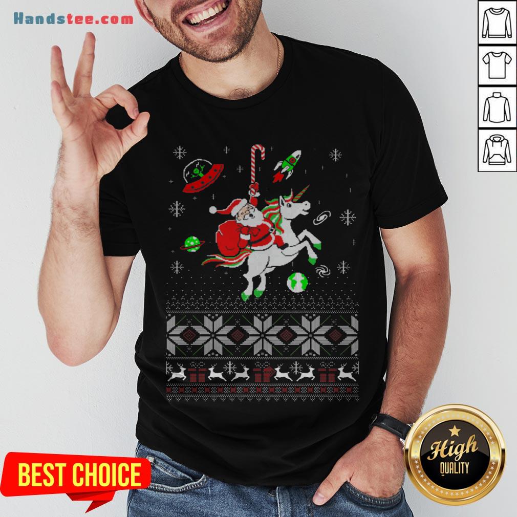Colorful Santa Unicorn Ugly Christmas Shirt
