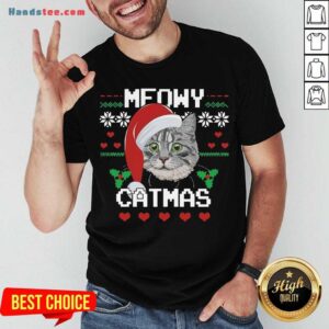 Funny Santa Cat Meowy Catmas Ugly Christmas Shirt
