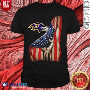 Nice Baltimore Ravens Logo And American Flag Drop 2021 Shirt
