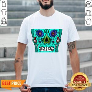Teal Sugar Skull Black Day Of Dead Dia De Los Muertos Shirt