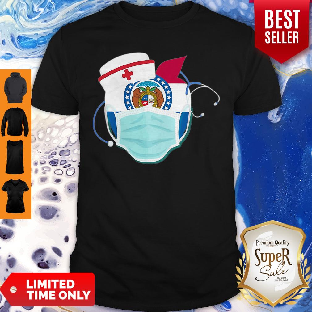 Apple Nurse Stethoscope Missouri Flag Covid-19 Shirt