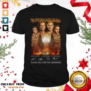 Cool Supernatural 2005 2020 15 Seasons 327 Episodes Thank You For The Memories Signatures Shirt