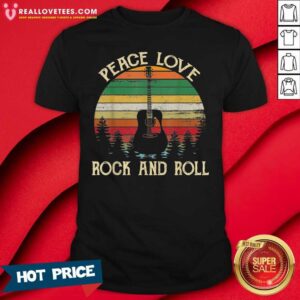 Official Peace Love Rock And Roll Guitar Vintage Shirt