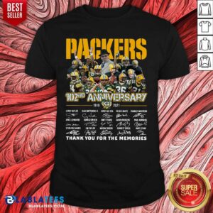 Official The Green Bay Packers 102nd Anniversary 1919 2021 Signatures Thank You For The Memories Shirt