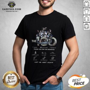 Awesome The 100 7 Years 100 Episodes 7 Seasons Thank You For The Memories May Me Meet Again Signatures Shirt