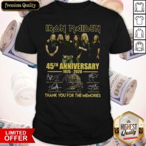 Premium Iran Maiden 45th Anniversary 1975 2020 Thank You For The Memories Signatures Shirt