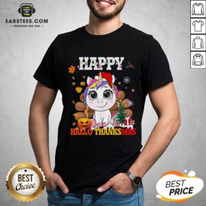 Funny Unicorn Happy Hallothanksmas Shirt