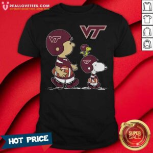 Pro The Peanuts Charlie Brown And Snoopy Woodstock Virginia Tech Hokies Football Shirt