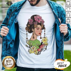 Premium Girl Flowers Bird Vignette Shirt