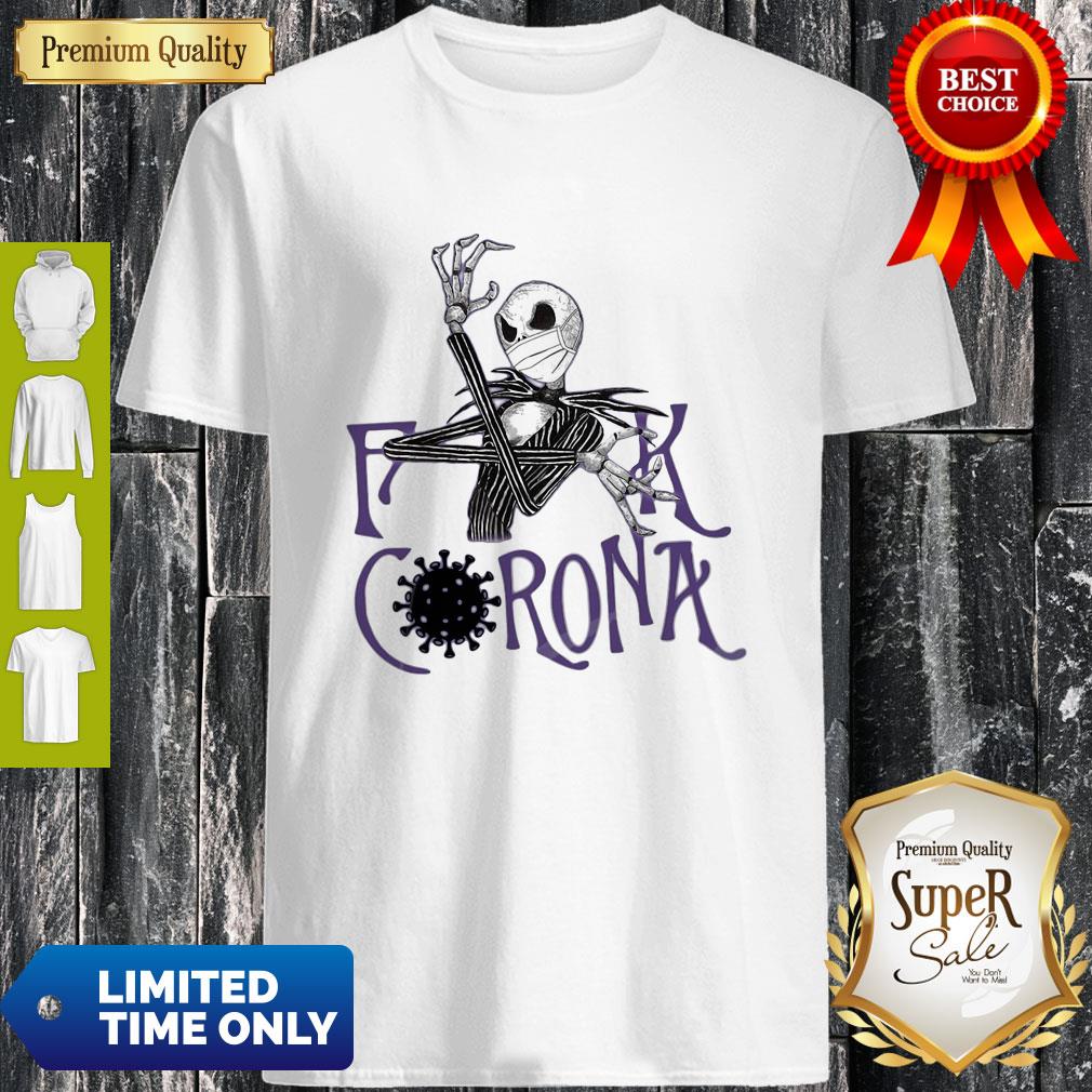 Top Jack Skellington Face Mask Fuck Coronavirus Covid 19 Shirt