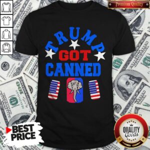 Top Trump Got Canned Elephant Beer American Flag Shirt