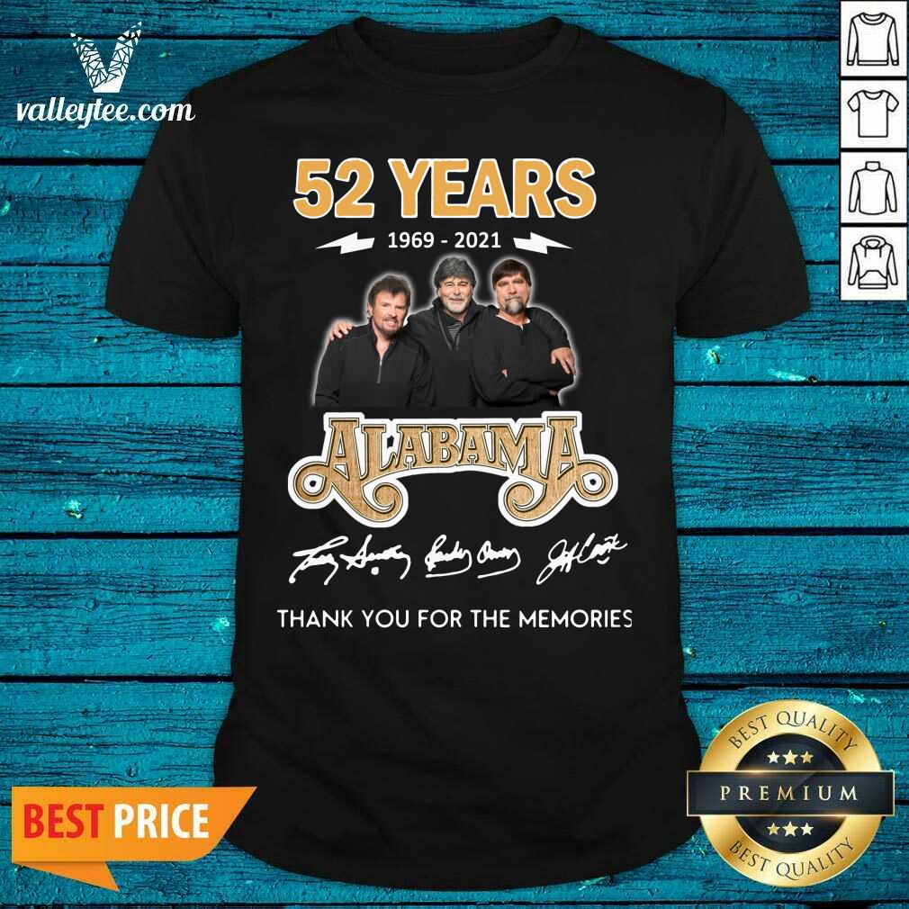 Hot 52 Years 1969 2021 Alabama Thank You For The Memories Signatures Shirt