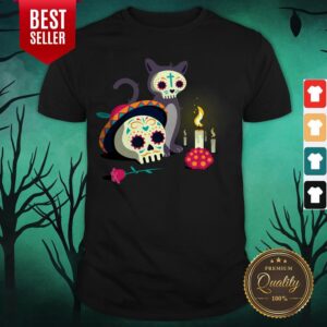 Cat With Sugar Skull Happy Dia De Muertos Day Of Dead Shirt