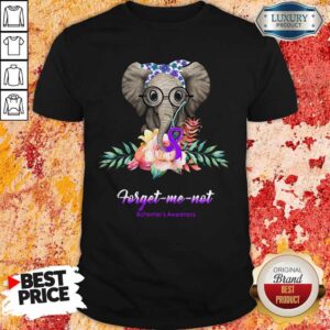 Funny Elephant Bow Lovely Forget Me Not Alzheimer's Awareness Shirt