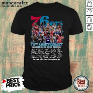 Hot Philadelphia 76ers 75th Anniversary Thank You For The Memories Signatures Shirt
