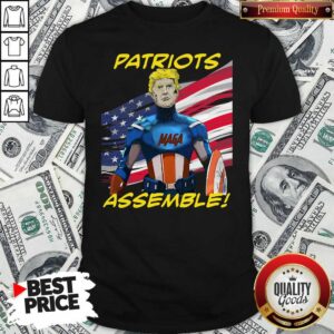 Happy Patriots Assemble Donald Trump Maga American Flag Shirt