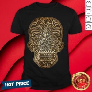 Vintage Aged And Scratched Sugar Skull Day Of The Dead Shirt