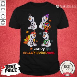 Olaf Halloween And Merry Christmas Happy Hallothanksmas Shirt