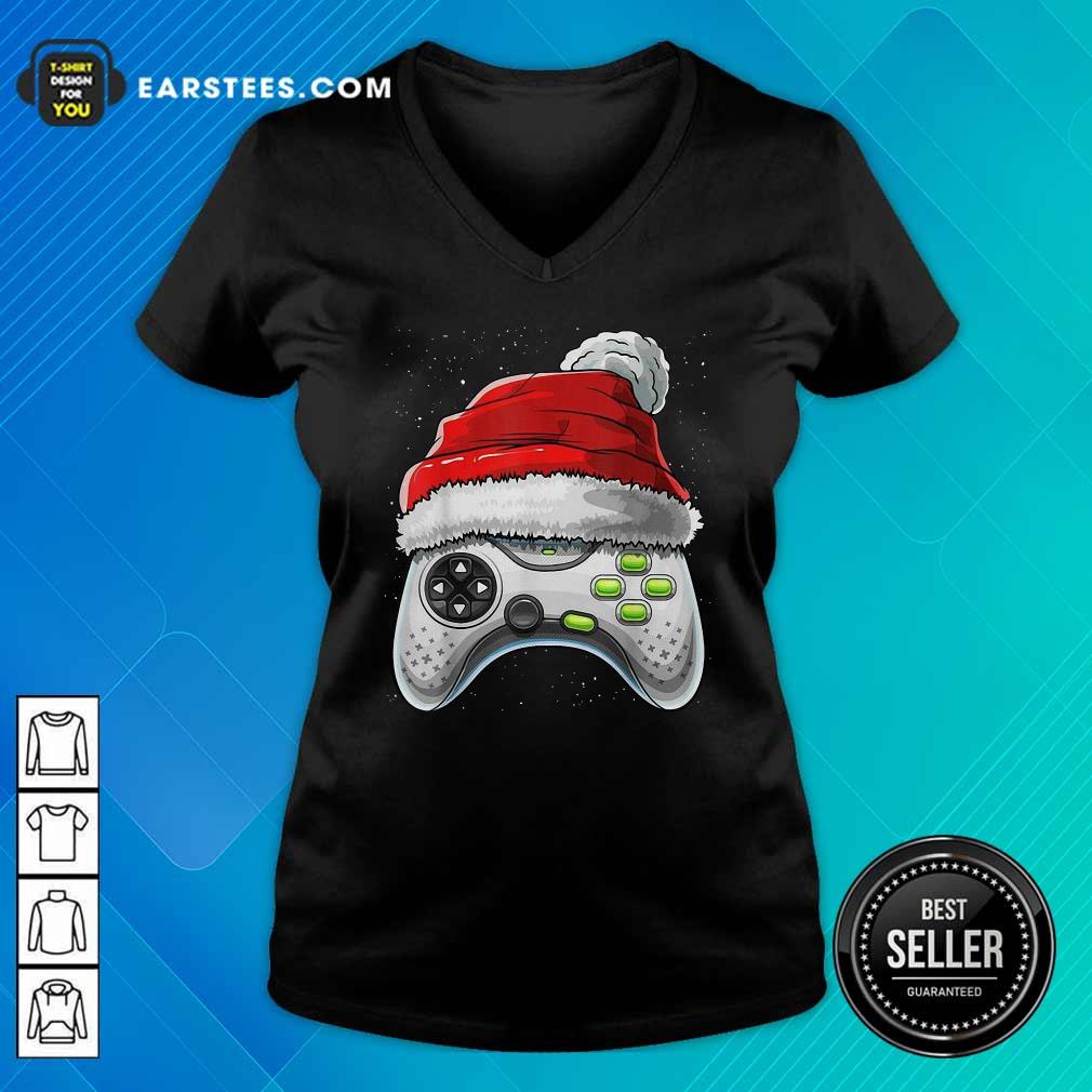 Awesome Video Game Controller Santa Hat Christmas Shirt