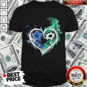 Dallas Cowboy And Dallas Stars Heart Fire Shirt