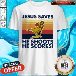 Basketball Jesus Saves He Shoots He Scores Vintage Retro Shirt