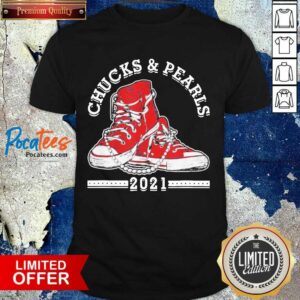 Nice Vice President Kamala Harris Chucks And Pearls 2021 Red Shirt