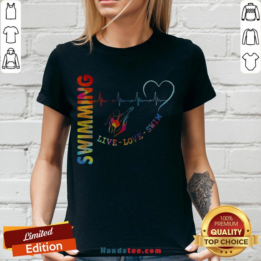 Colorful Swimming Live Love Swin Heart Beat Shirt