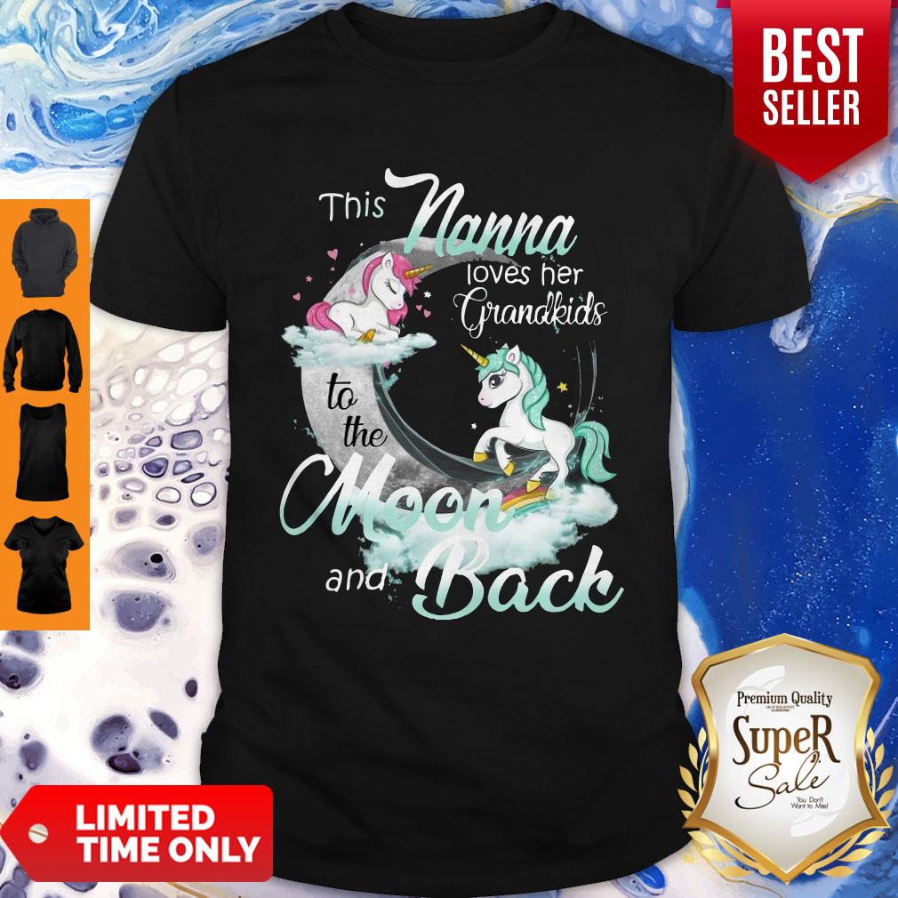 This Nanna Loves Her Grandkids To The Moon And Back Unicorn Womens T-Shirt